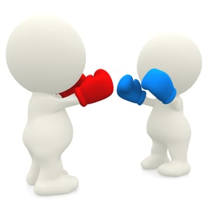 3D couple boxing - isolated over a white background