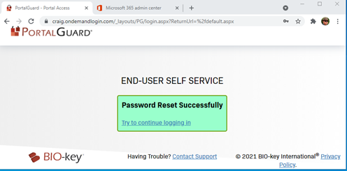 successful password reset portalguard